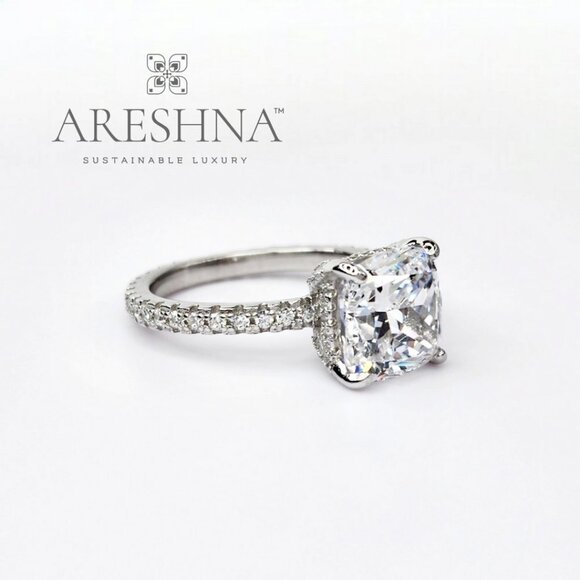 5 Carat Cushion Cut Lab Created Diamond Engagement Ring Promise Wedding Bridal - Picture 4 of 12